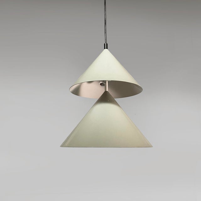 Italian Modern Gray Metal Pascal Chandelier by Vico Magistretti for Oluce, 1980s For Sale - Image 3 of 14