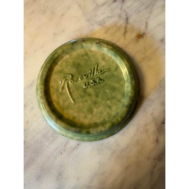 1940s Roseville Snowberry Green 1947 Vintage Art Pottery Flower Pot Planter 1ps-5 For Sale - Image 5 of 10