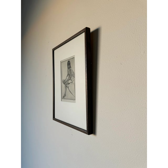 Mid-Century Modern 1980's Vintage G. M. S " Seated Nude " Etching For Sale - Image 3 of 11