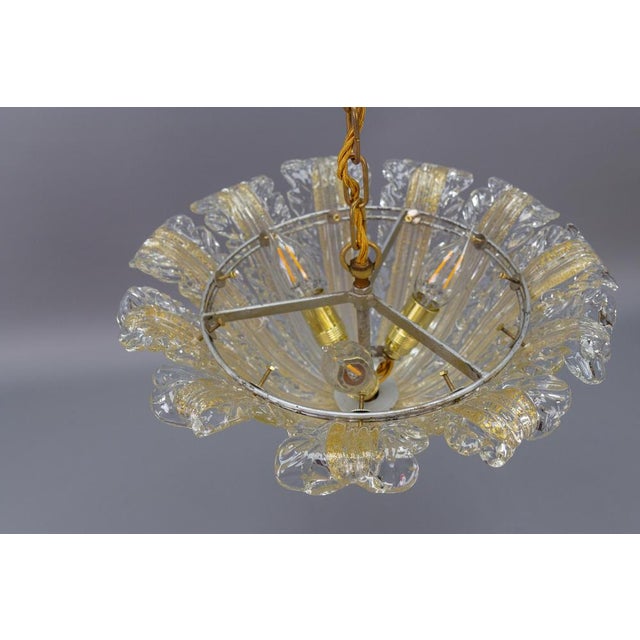 Mid-Century Italian Murano Glass Gold Inclusion Foliage Pendant Light, 1950s For Sale - Image 15 of 18
