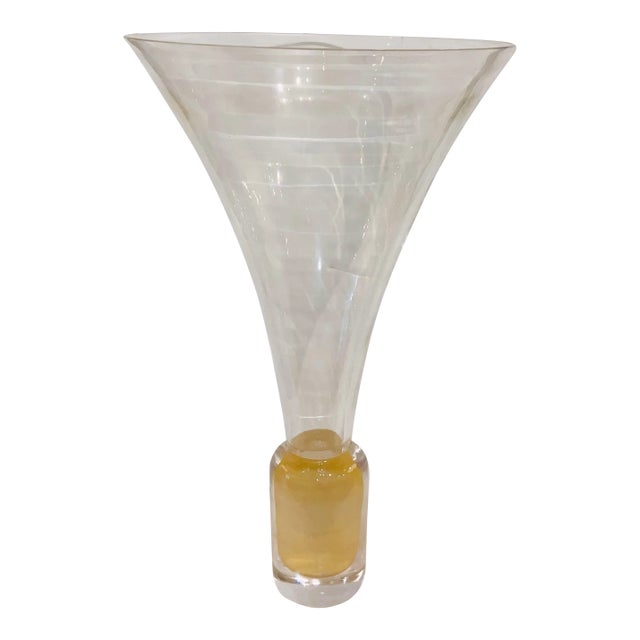 Global Views Modern Golden Glass Trumpet Vase For Sale