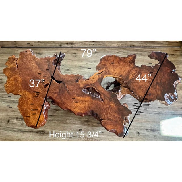 Vintage Live Edge Redwood Burl Table – Sculptural Organic Form For Sale In San Diego - Image 6 of 7