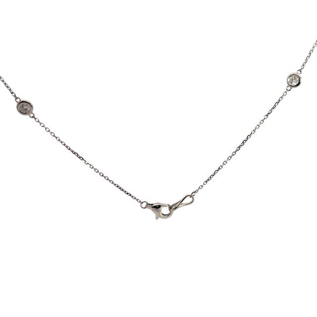 Late 20th Century Late 20th Century Classic Platinum 10 Diamonds Station Necklace For Sale - Image 5 of 5
