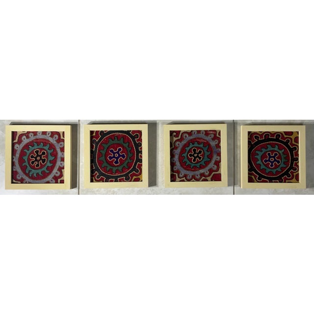 Set of Four Antique Suzani Wall Hanging For Sale - Image 9 of 12