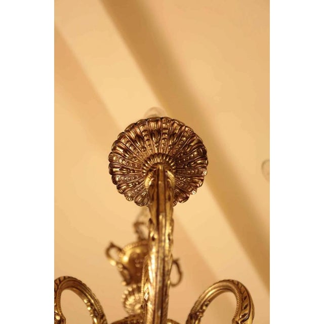 Classicist Golden Bronze Chandelier with Ten Bulbs For Sale - Image 3 of 7