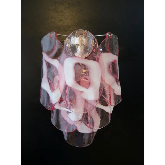 Pink Murano 6 Pink/Rose Lattimo Glass Sconces - a Pair For Sale - Image 8 of 10
