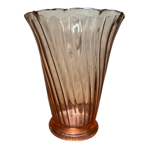 1930s Pink Pedal Swirl Depression Glass Vase by Jeannette