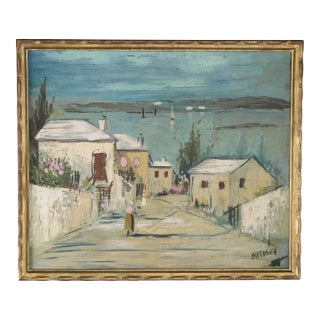 Vintage Painting on Board of a Bermuda Bayscape by Alfred Birdsey For Sale