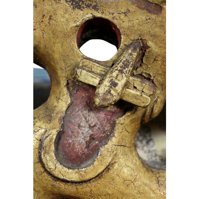 Large Japanese Carved and Polychromed Wood Panel of Gourds and Lotus For Sale - Image 4 of 8