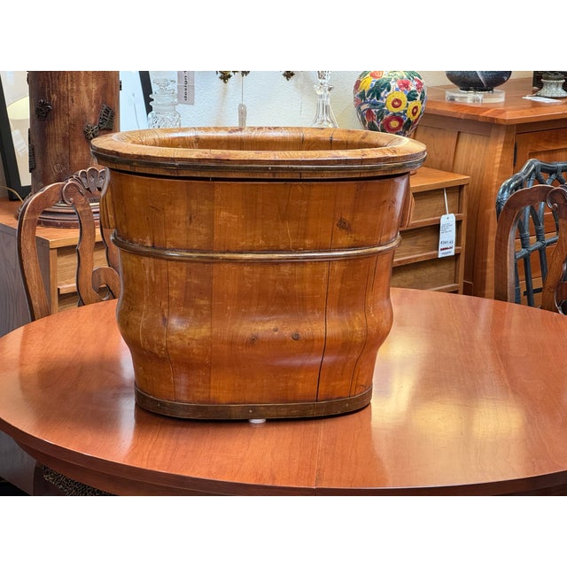 Chinese Chinese Staved Wood + Brass-Banded Baby Bathing Vessel, 19th Century For Sale - Image 3 of 12