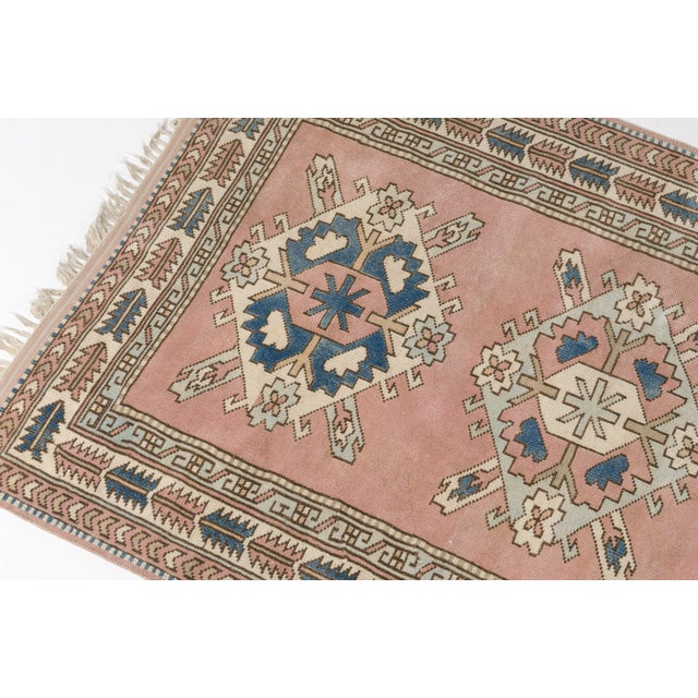 Faded Pink Hand Woven Faded Area Rug For Sale - Image 9 of 11