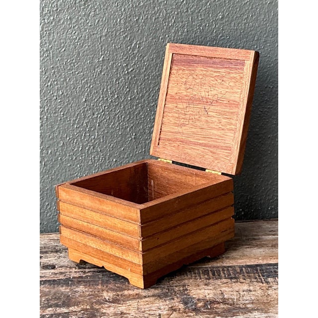 Vintage Rustic Wood Storage Box For Sale - Image 13 of 16