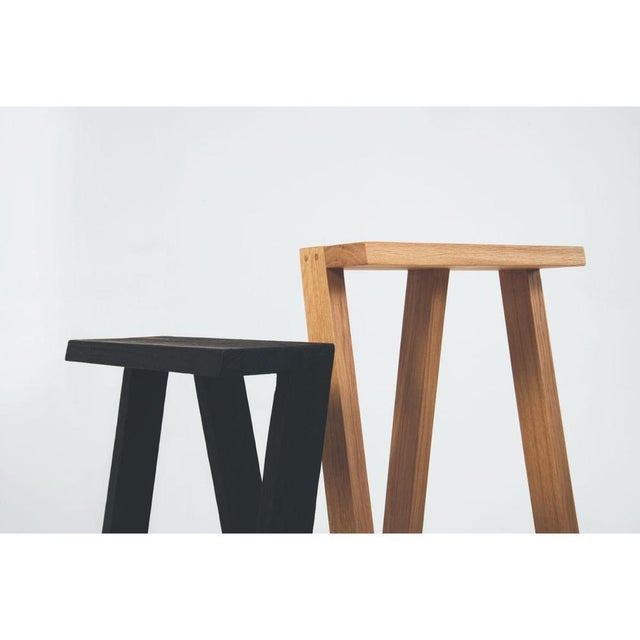 Medium Pausa Oak Stool by Pierre-Emmanuel Vandeputte, Set of 4 For Sale - Image 9 of 18