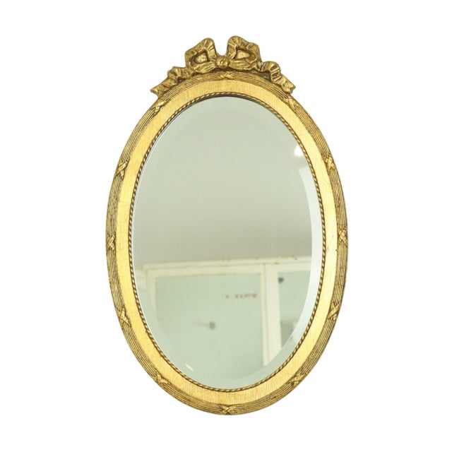 Italian Crested Mirror in Gold-Colored Resin, 1960s For Sale - Image 10 of 18