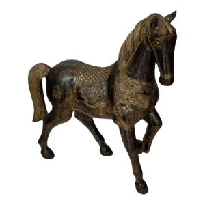Vintage Hand-Carved Wooden Horse Sculpture
