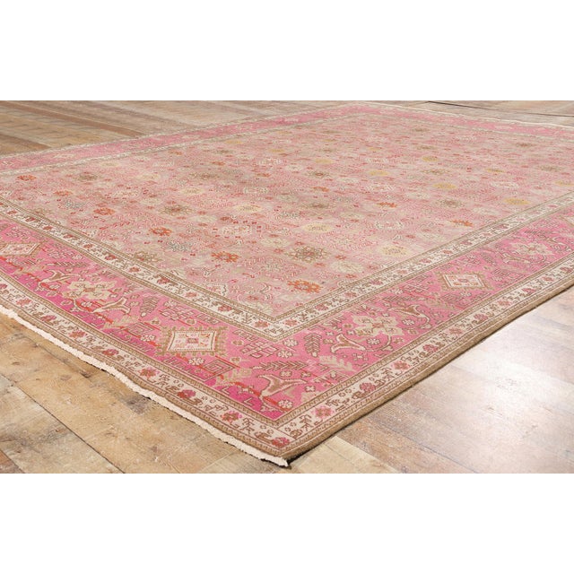 Pink Vintage Pink Persian Tabriz Rug - 09'09 X 12'07 For Sale - Image 8 of 10