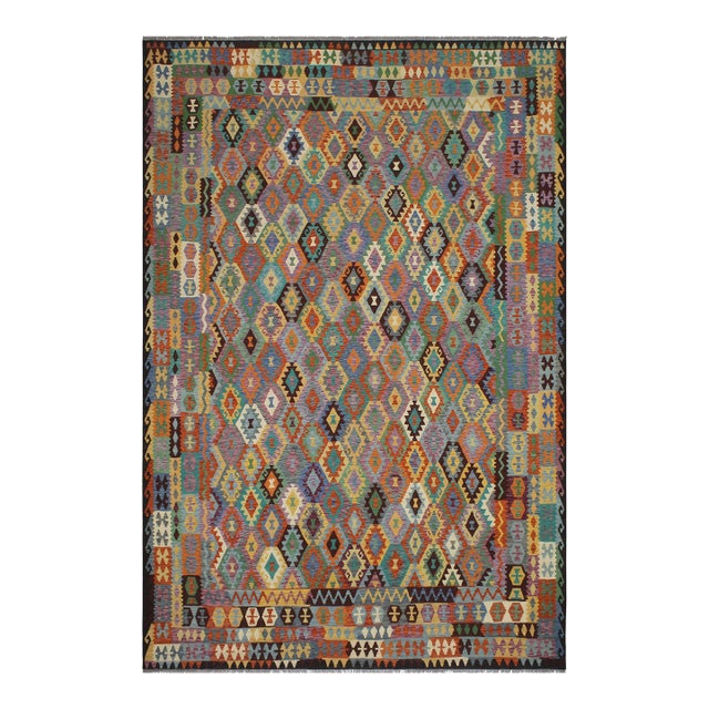 Early 21st Century Caucasian Kilim Rust Brown Wool Rug For Sale