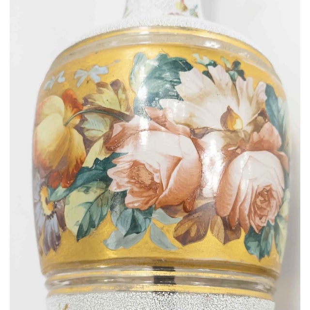 Bohemian Moser Style Art Glass Floral Vase Table Lamp For Sale - Image 9 of 11