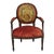 Late 19th Century Antique French Louis XVI Style Carved Walnut Needlepoint Red Fauteuil Armchair For Sale