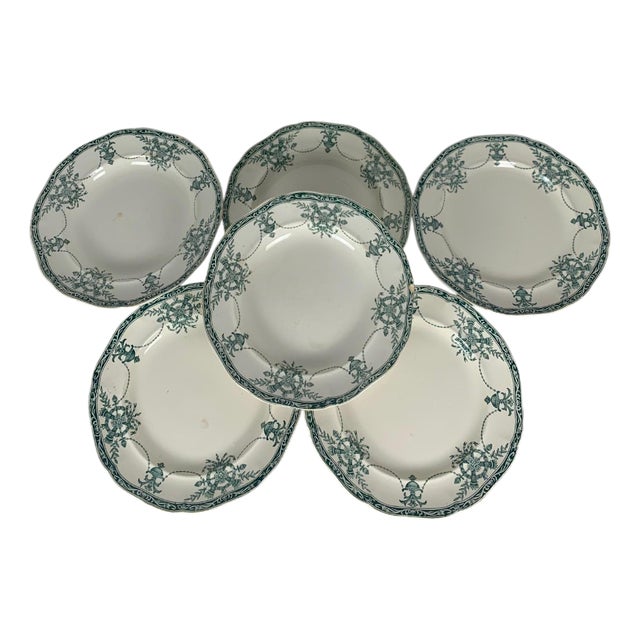 Compiègne Flat and Deep Plates from Longwy Factory, 1890s, Set of 6 For Sale