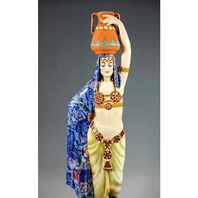 Ceramic Large Art Deco Water Carrier Figurine by Josef Lorenzl for Goldscheider Manufactory of Vienna, 1925s For Sale - Image 7 of 10