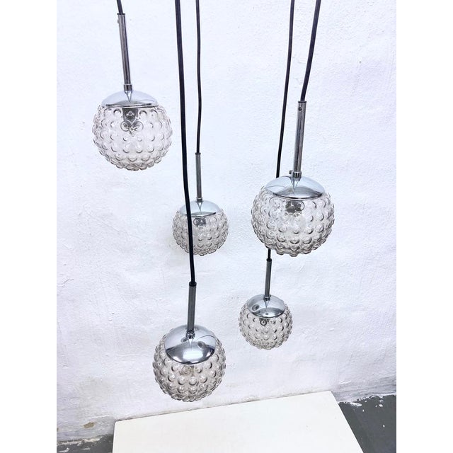Silver Space Age Cascade Pendant Light in Glass and Chrome by Rolf Krüger for Staff, 1960s For Sale - Image 8 of 15