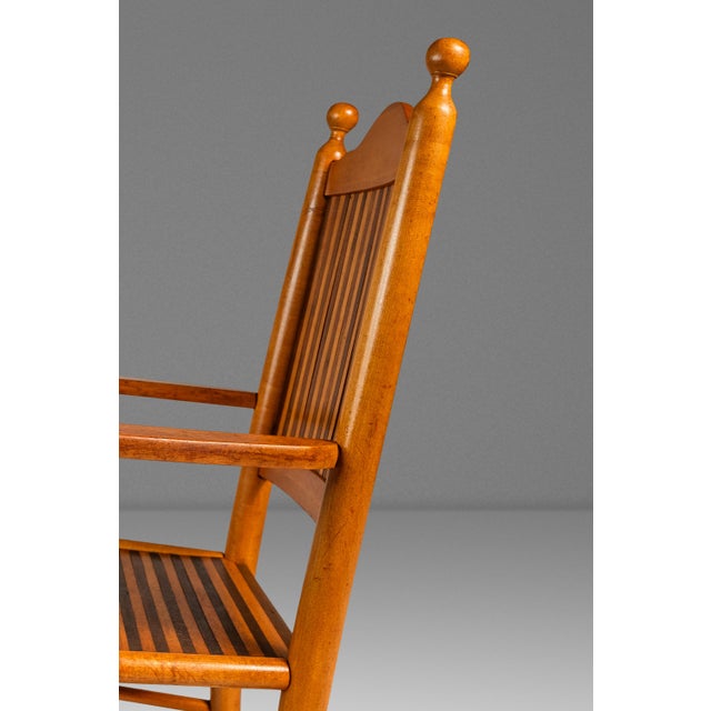 Rustic Americana Hand-Crafted 19th Century-Styled Cottage Armchair in Solid Maple & Walnut, Usa, C. 1940s For Sale - Image 10 of 18