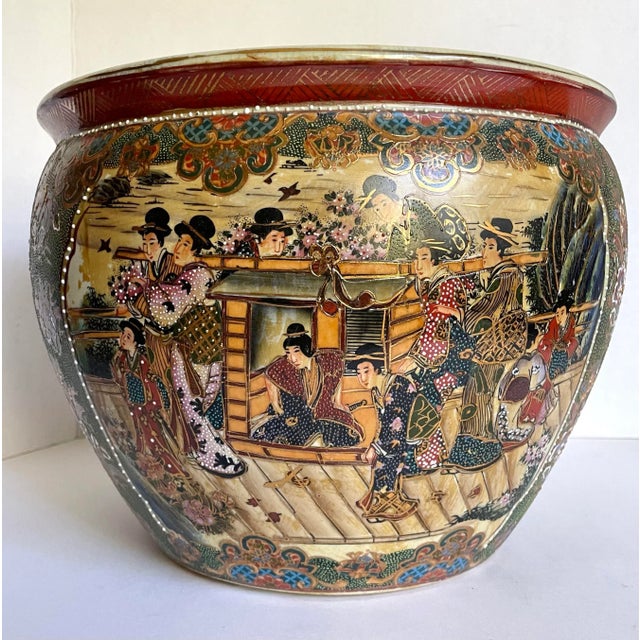 Vintage Japanese Asian Satsuma Fishbowl Vase Pot For Sale - Image 13 of 13