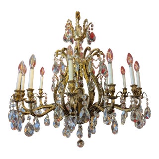 Early 20th Century Large Brass Chandelier For Sale