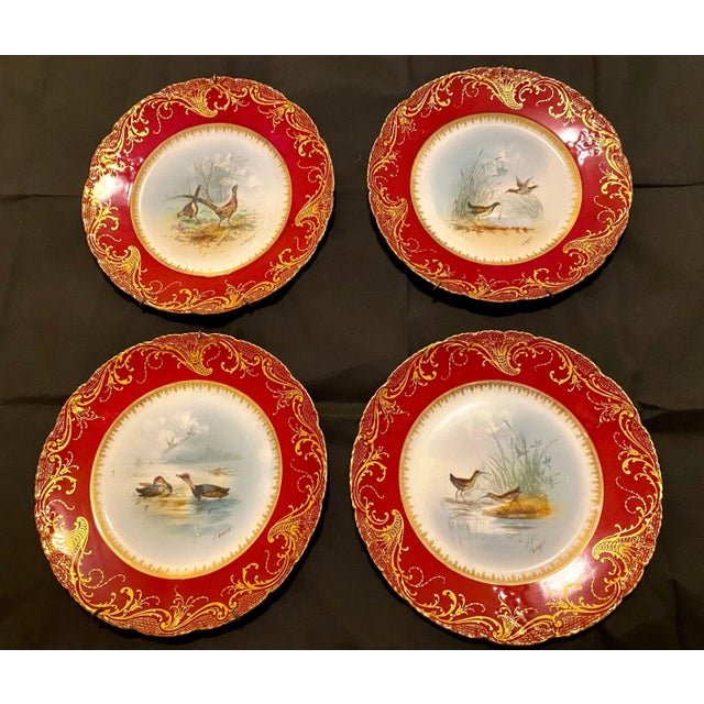 Late 19th Century Antique Limoges Cabinet Plates- Set of 4 For Sale - Image 10 of 10