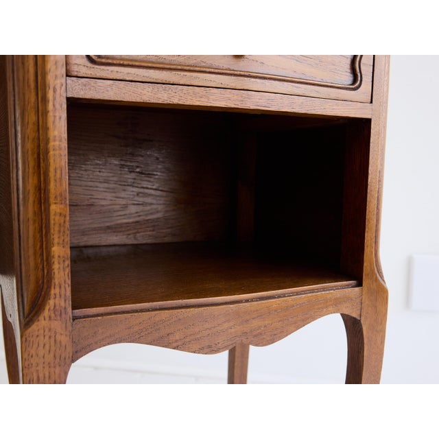 Pair of French Louis XV Style Oak Bedside Tables With Gallery Top For Sale - Image 14 of 18