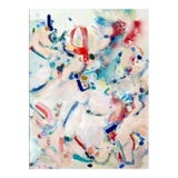 Contemporary Abstract Acrylic and Mixed Media on Paper Painting "Red Letter" by Gina Werfel For Sale