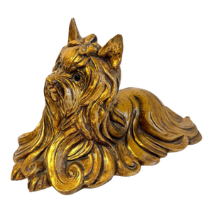 Kay Finch Yorkshire Terrier Gold Leaf Glaze Silky Yorkie Dog Statue California Usa