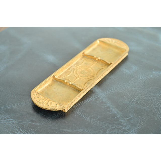 Art Deco Tiffany Studios New York Adam Pattern Bronze Doré Pen Tray For Sale - Image 3 of 12
