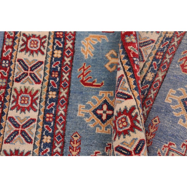 1990s Southwestern Kazak Light Blue & Beige Wool Rug - 3'1'' X 4'5'' For Sale - Image 4 of 7