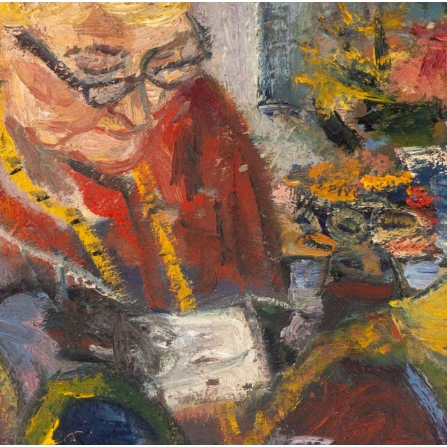 Contemporary Signed the Seamstress Oil on Canvas For Sale - Image 3 of 7