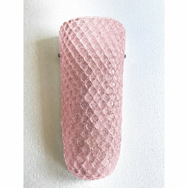 Set of 2 Pink “Graniglia” Rhombus Murano Glass Wall Sconces by SimoEng For Sale - Image 6 of 7