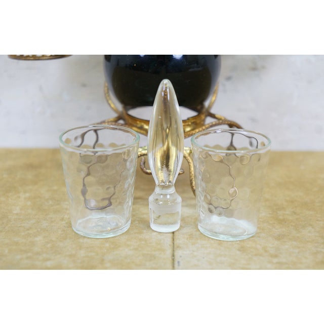 Antique French Napoleon III Gilt Brass Table Top Perfume Vanity Set & Mirror 10" For Sale - Image 17 of 18