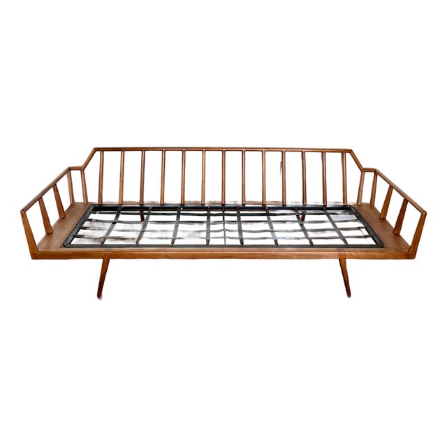 Rare Mel Smilow for Smilow-Thielle Walnut Rail Back Sofa, Circa 1955 For Sale