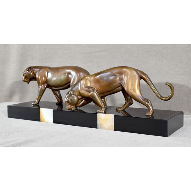 Mid-Century Modern Art Deco Lionesses Sculpture, 1940, Regula For Sale - Image 3 of 18
