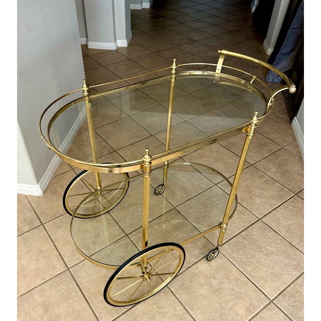 Italian Neo-Classic Brass Bar or Tea Cart For Sale - Image 4 of 17