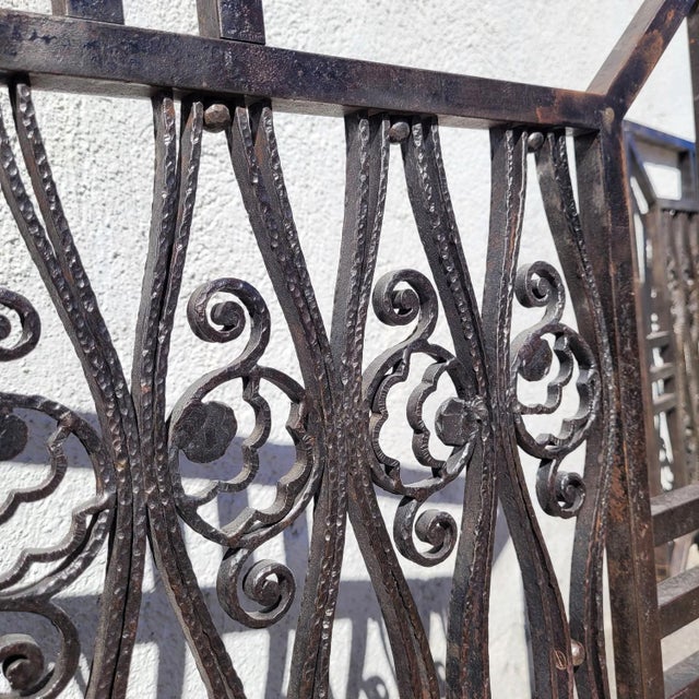 Art Deco Wrought Iron Gates attributed to Edouard Schenck, 20th Century, Set of 4 For Sale - Image 10 of 18
