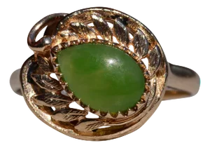 The Ellsbury: Ladies Signed Rose Gold Hand Engraved Jade Cocktail Ring