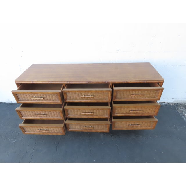 American of Martinsville American of Martinsville Hollywood Regency Woven Rattan Dresser 6448 For Sale - Image 4 of 18