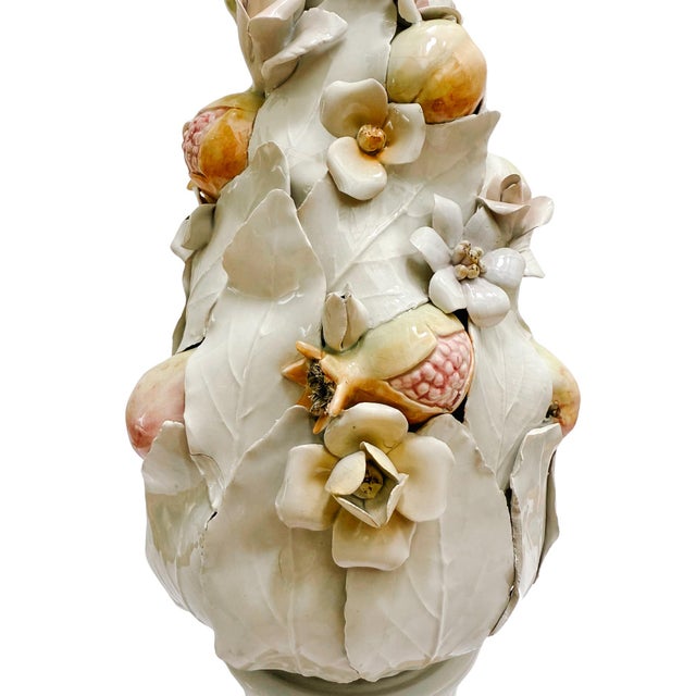 Mid-Century Italian Porcelain Pastel Fruit Topiaries & Table Lamp Conversions by Ardalt For Sale - Image 10 of 18