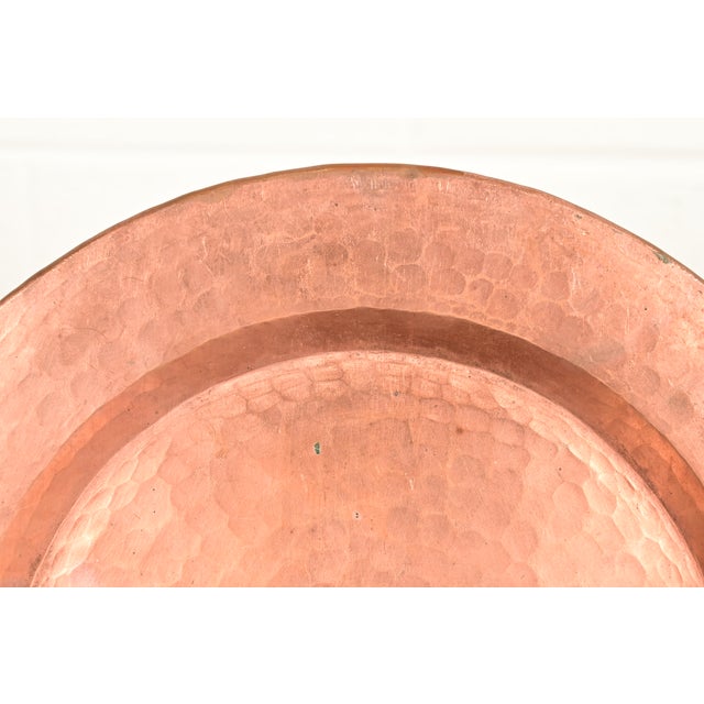 Roycroft Style Arts & Crafts Hammered Copper Charger Plate or Tray For Sale In South Bend - Image 6 of 11