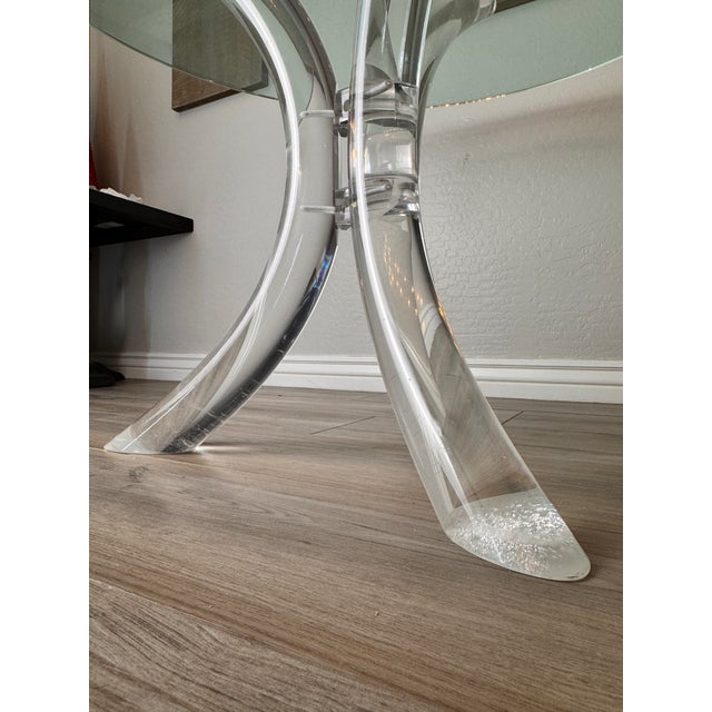 1970s 1970s Charles Hollis Jones-Inspired 3-Prong Lucite Vintage Dining Table For Sale - Image 5 of 11