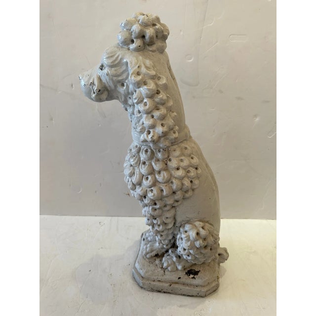 Antique Cast Stone Cement White Poodle Sculpture For Sale In Philadelphia - Image 6 of 9