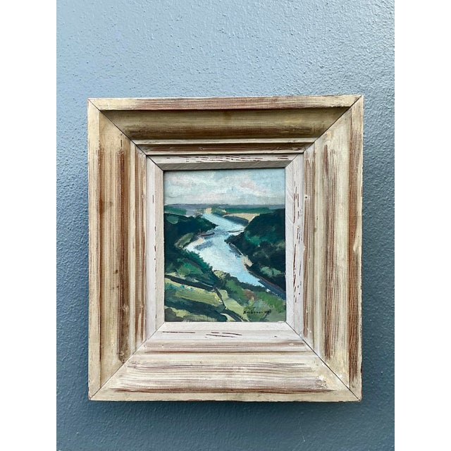 1940s Vintage 1949 Original Landscape Oil on Board For Sale - Image 5 of 12