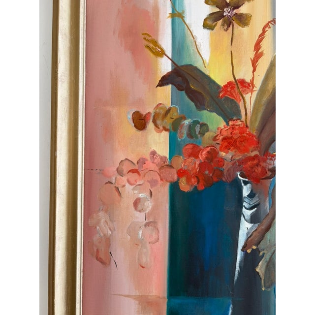 Plastic Vintage Mid-Century Floral Still Life Painting by Pete Hadley – Framed For Sale - Image 7 of 13